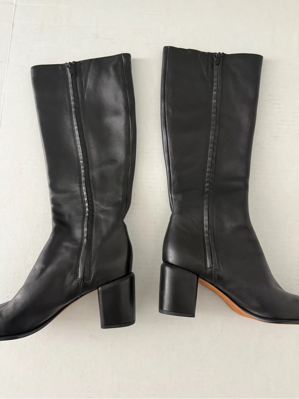 Vince Maggie Black Leather Over-the-Knee Block Heel Boots Size 10